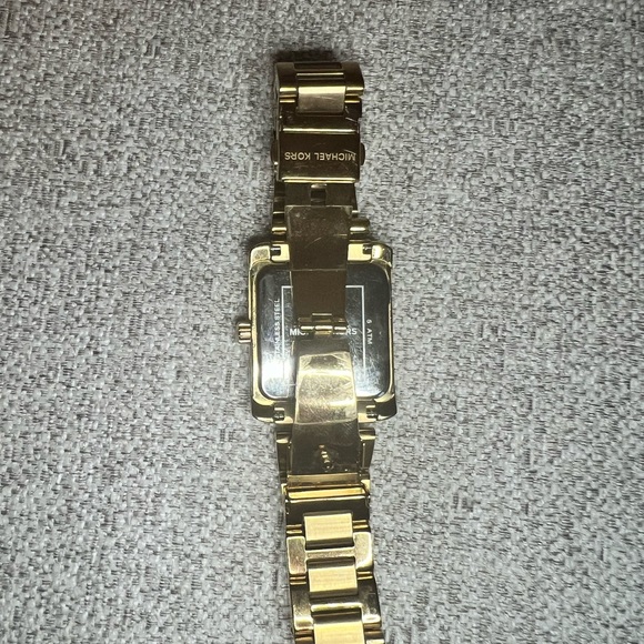 Gold toned Micheal Kors rectangle watch - Picture 4 of 10
